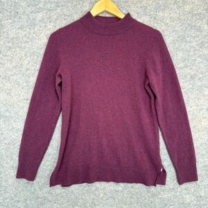 J Crew 100% Cashmere Sweater Womens Small Ribbed‎ Trim Dark Red Soft Luxury Crew